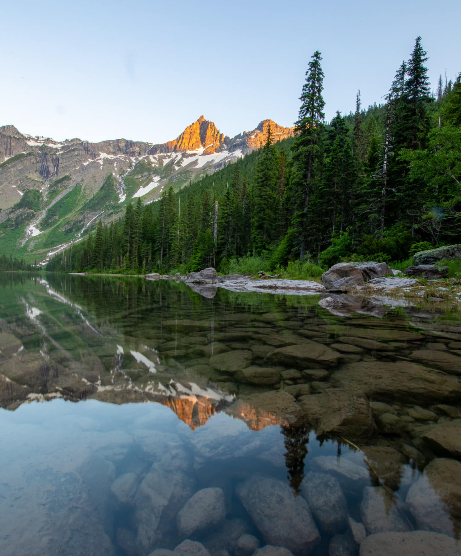 Glacier National Park Avalanche Lake Sunset Photography