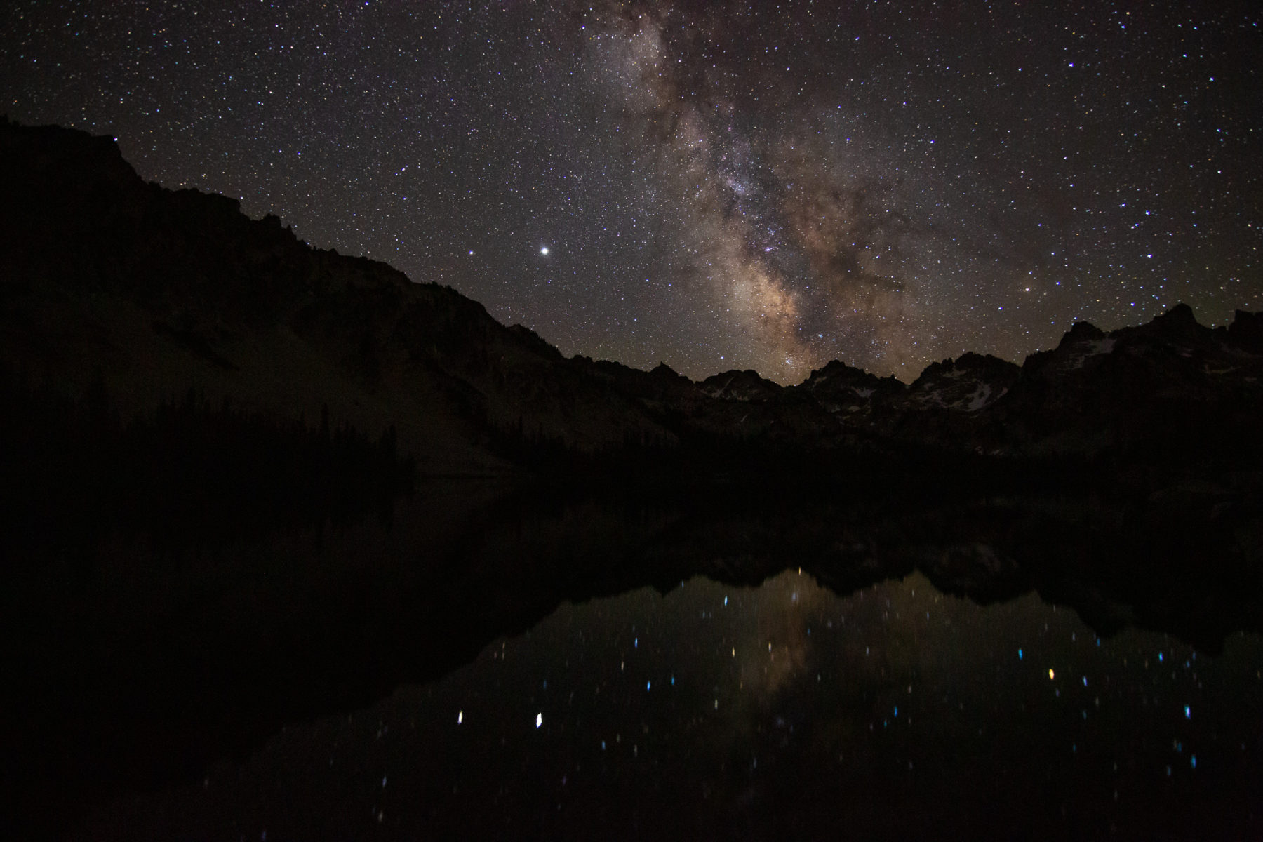 Backpacking Idaho Sawtooth Mountains Alice Lake milky way