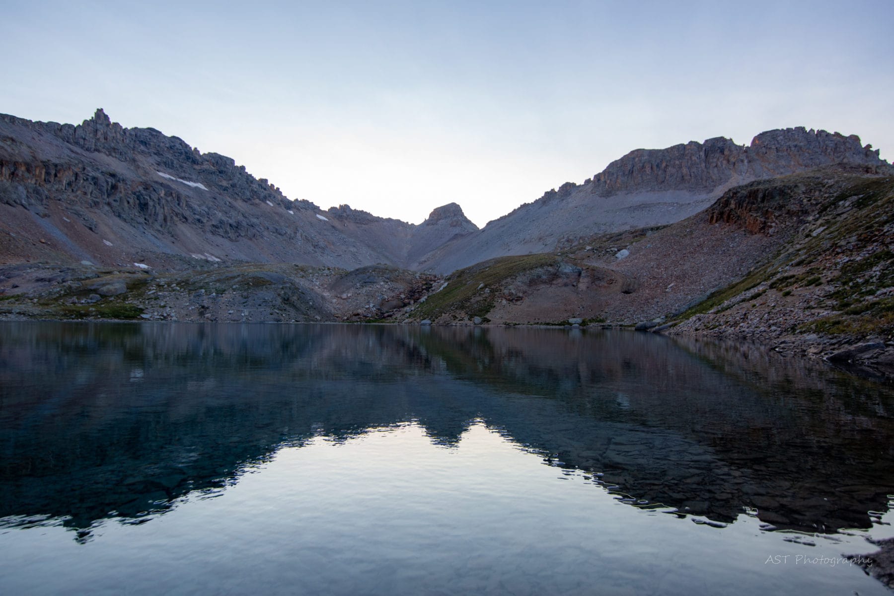Backpacking to the beautiful Columbine Lake at 12,700 feet