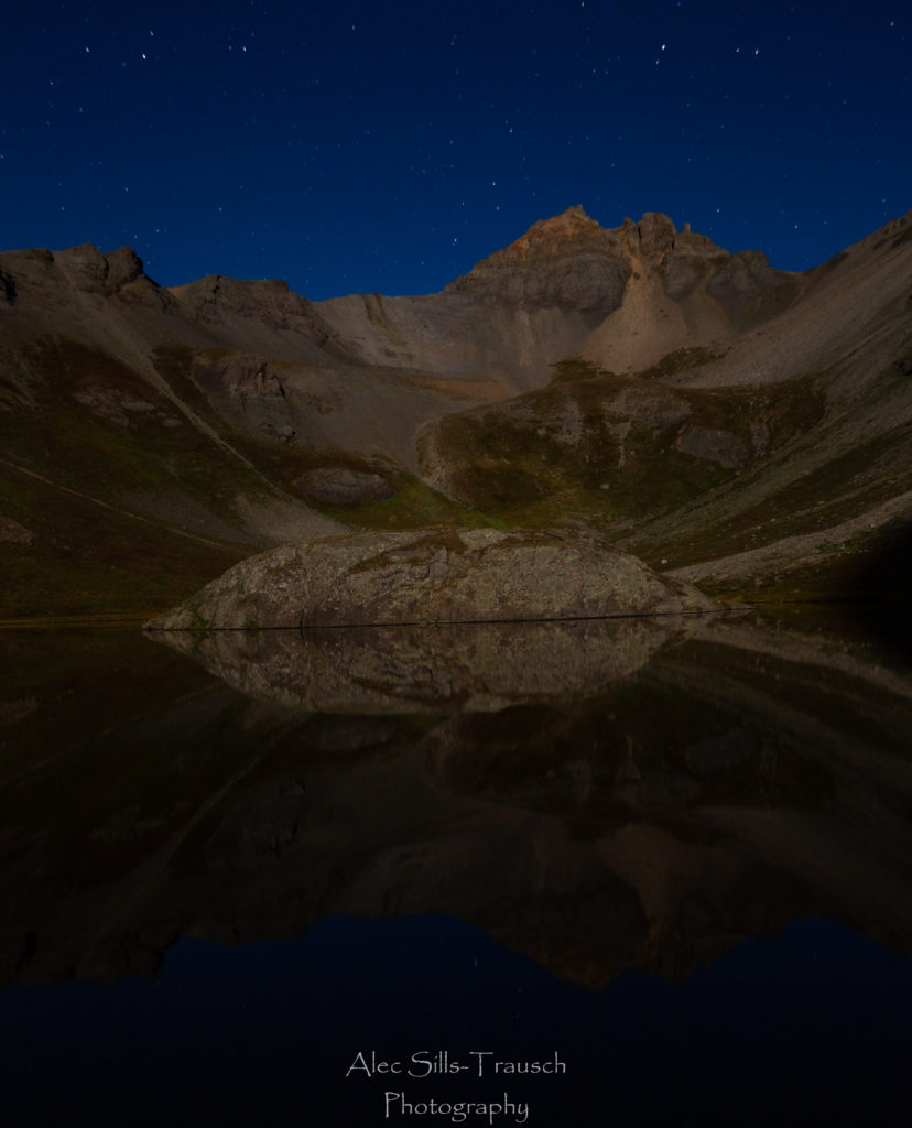 Island Lake Night Photography backpacking ice lake basin