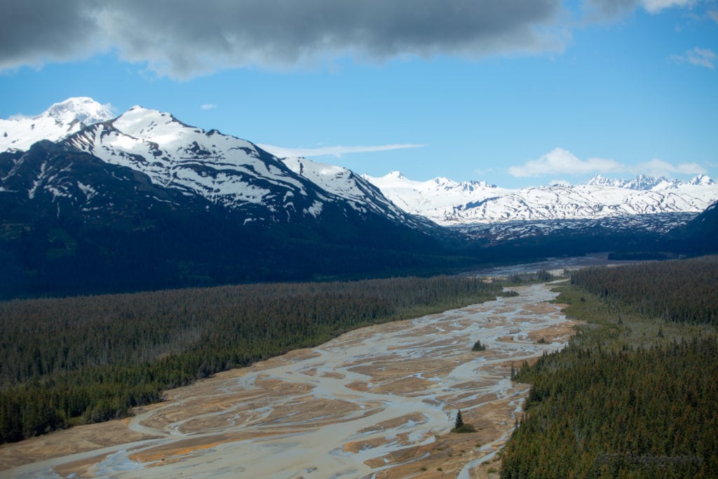 Aerial views of Lake Clark National Park. It's a great place to visit while in Alaska in August. 