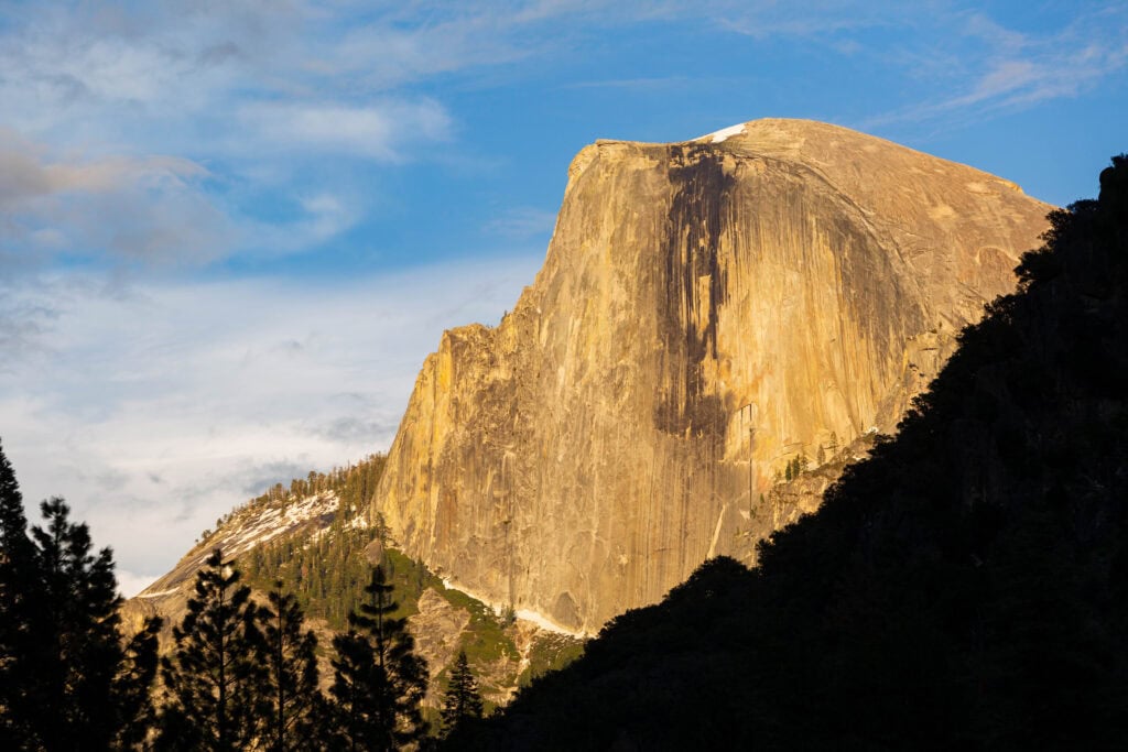 fading light hitting yosemite's face in California