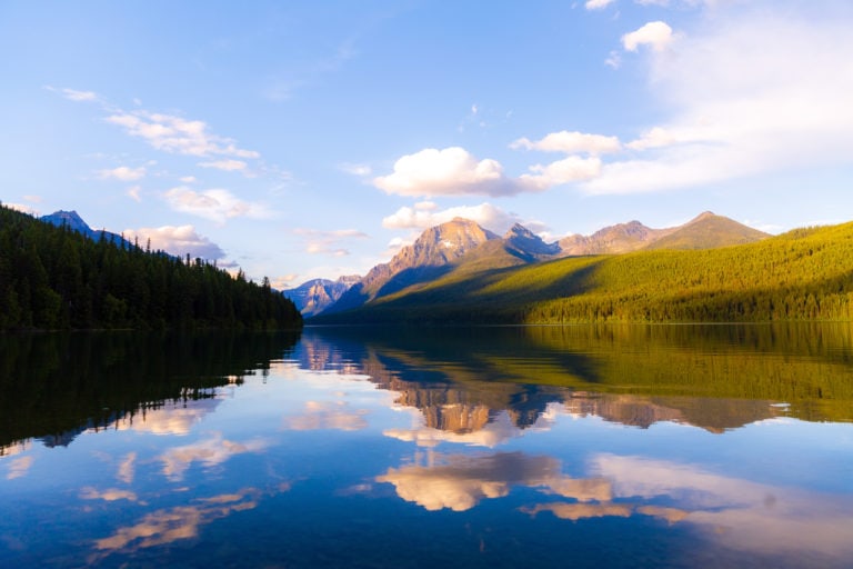 a lake reflection in glacier national park
