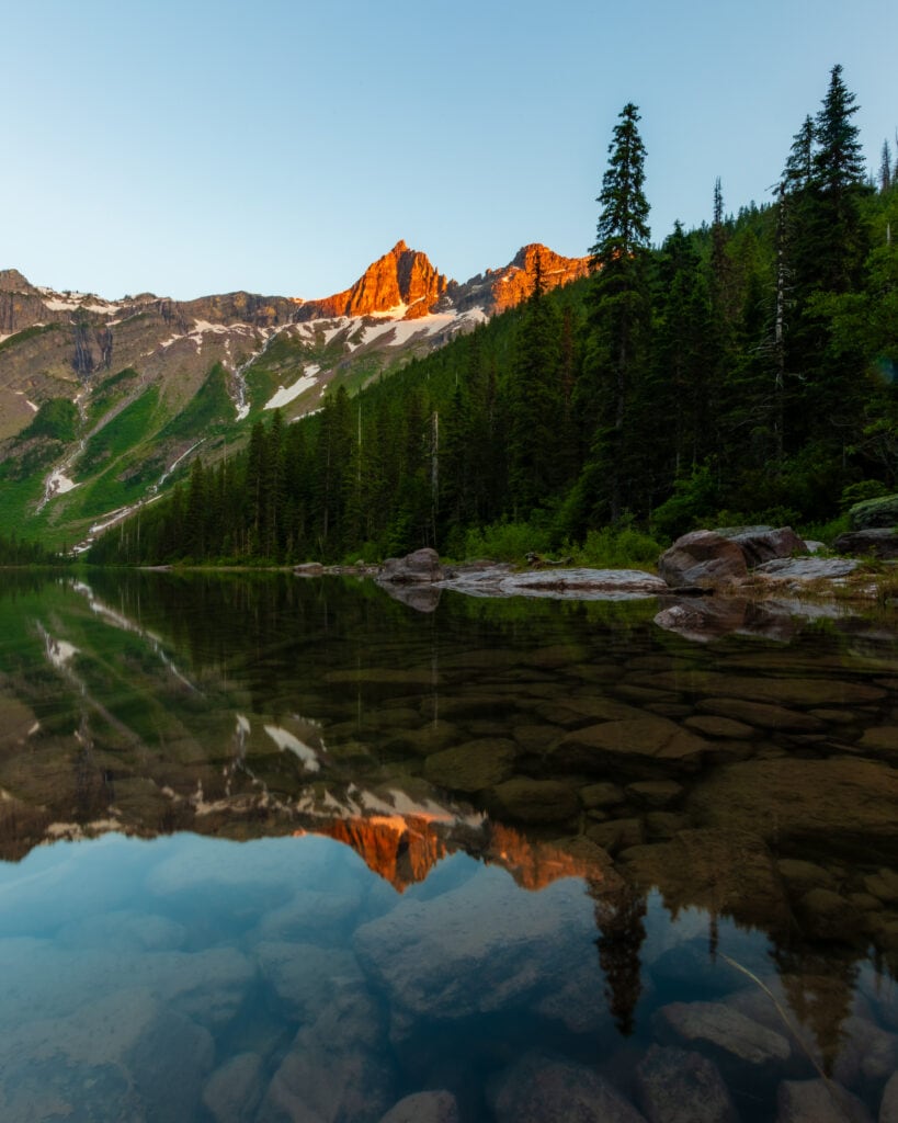 final light on the peaks surrounding avalanche lake