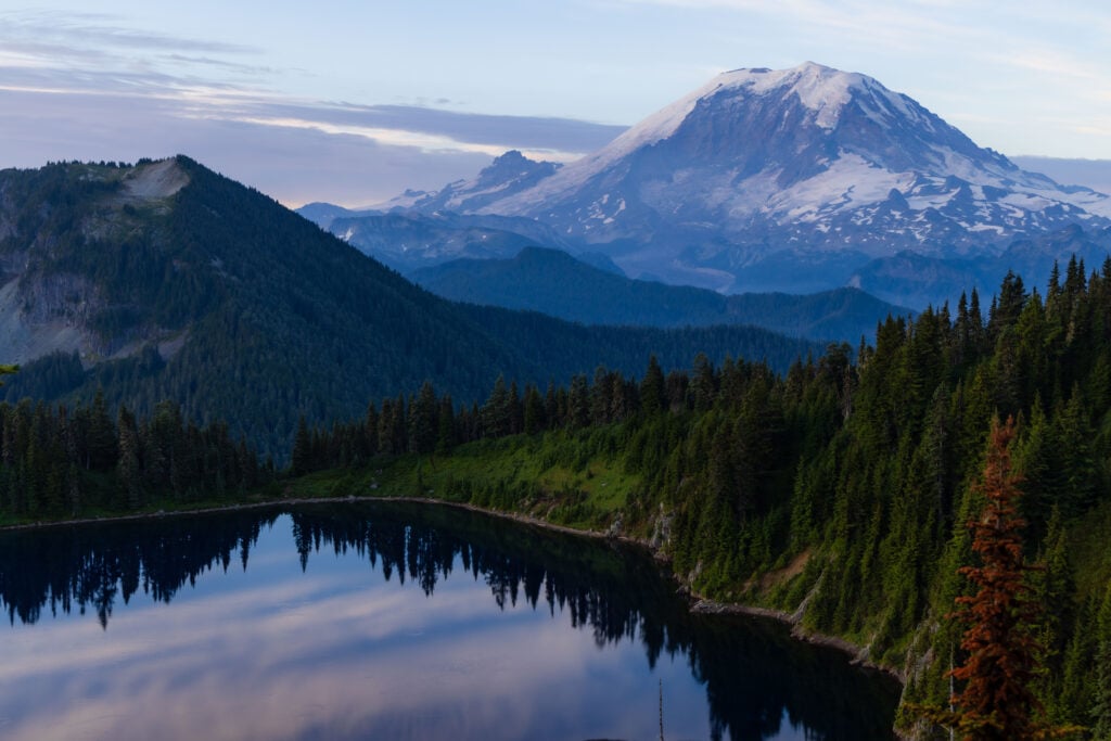 The view of Mt Rainier from the Summit Lake Trail