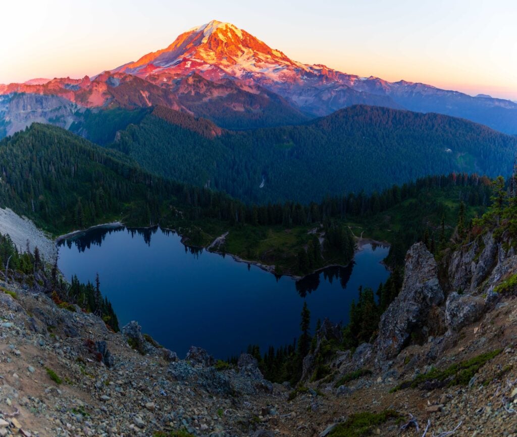 The views from Tolmie Peak Lookout near Mt Rainier. 