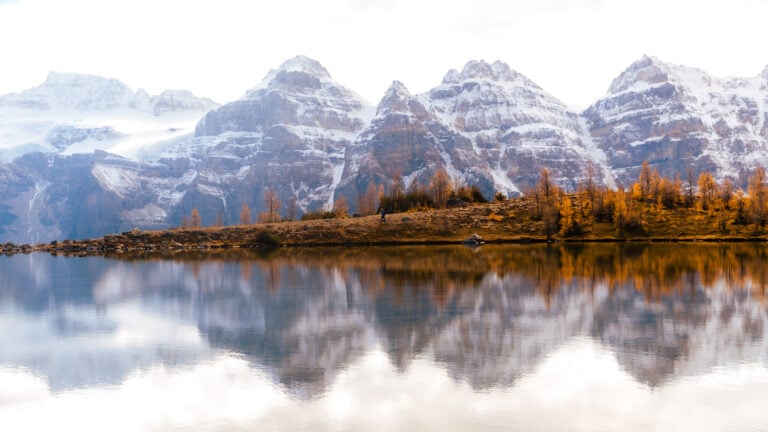 the jagged peaks of the canadian rockies in larch valley