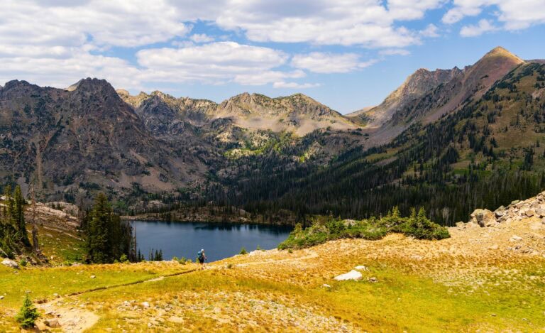 a hiker above gilpin lake on the zirkel circle in colorado