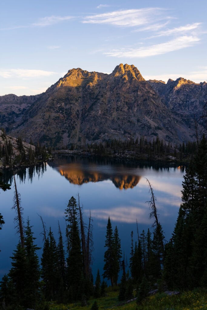 the peaks of the zirkel wilderness orange/yellow in the morning