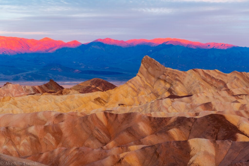 stunning sunrise colors from zabriskie point in california