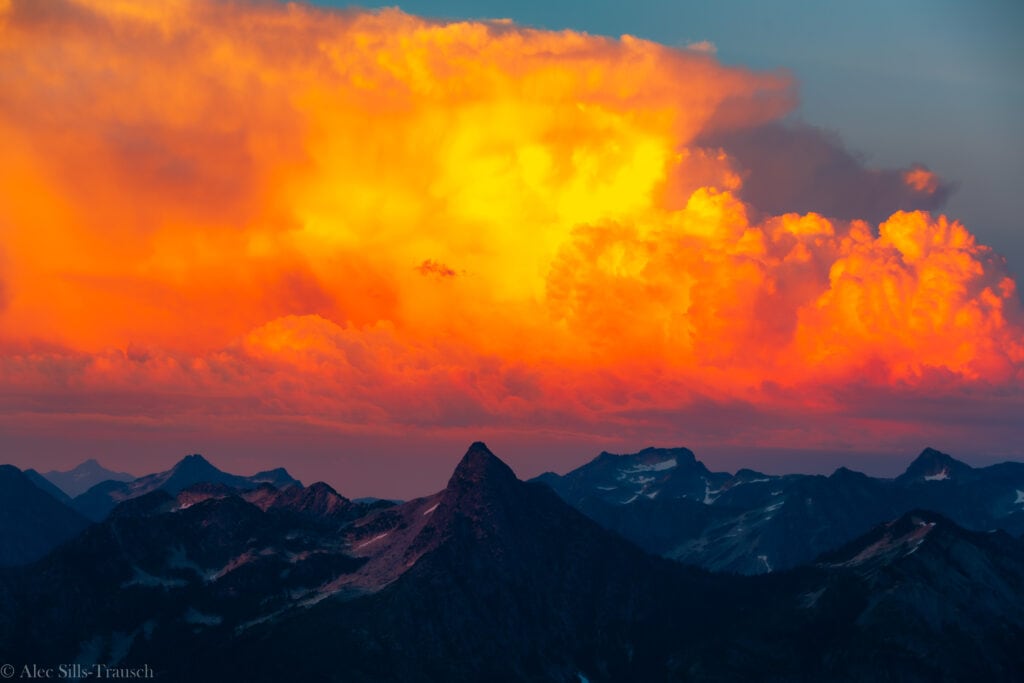Amazing sunset colors over the north cascades from Winchester fire lookout