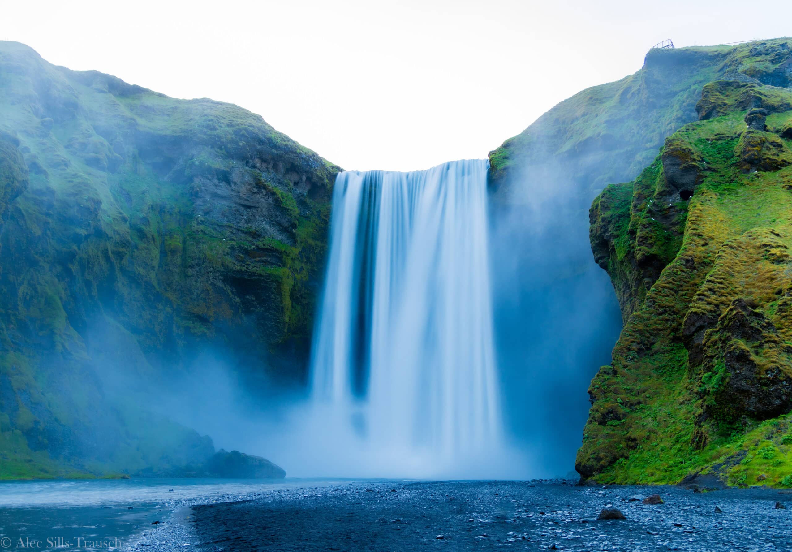 a blue hour shot of skogafoss with no one else around. It was taken at 1:45am. 