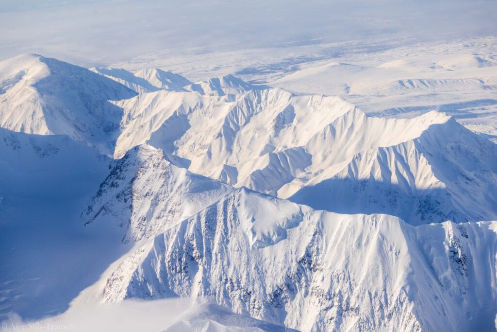 snow mountains of the alaskan range on my flightseeing trip
