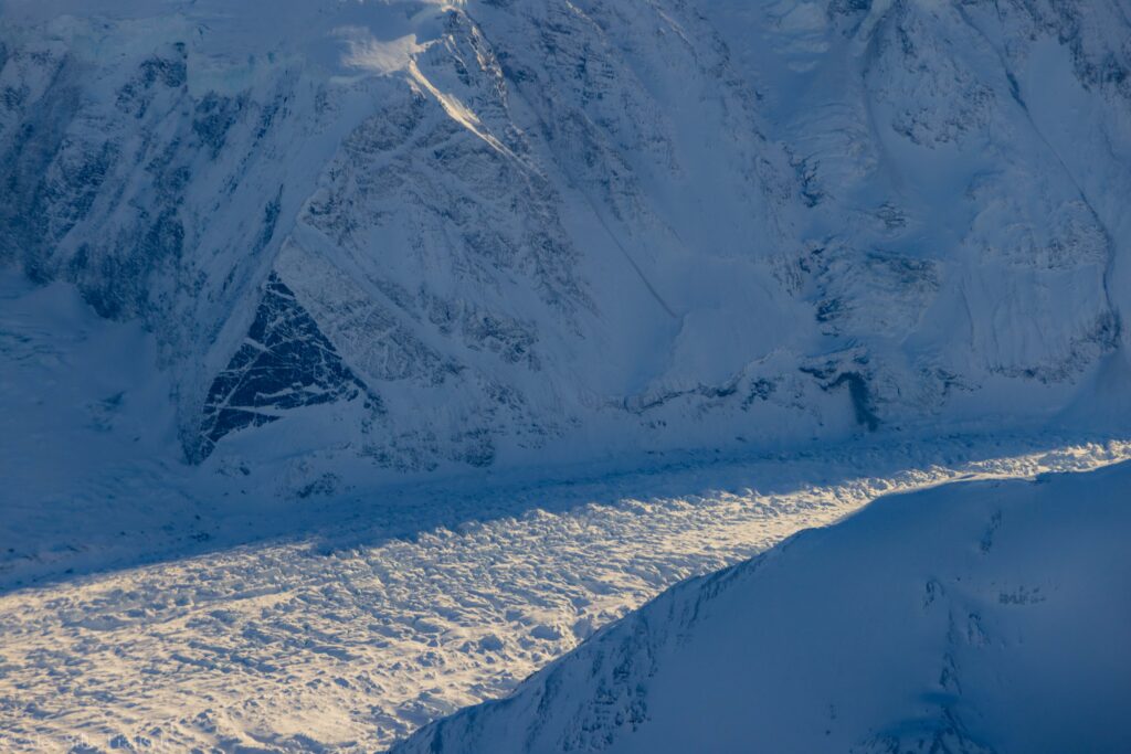close up shot of muldrow glacier