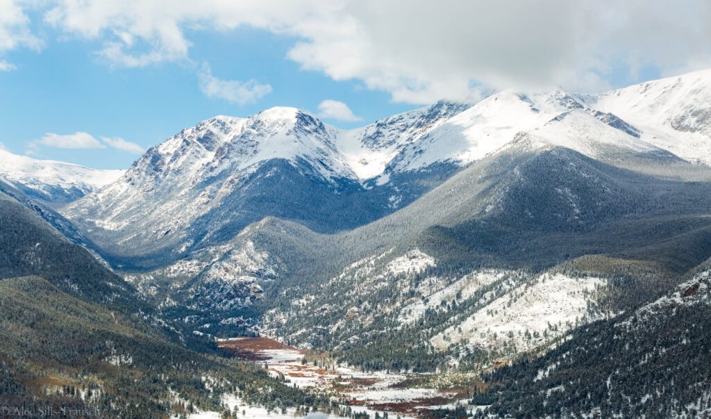 looking out at the views in rocky mountain national park