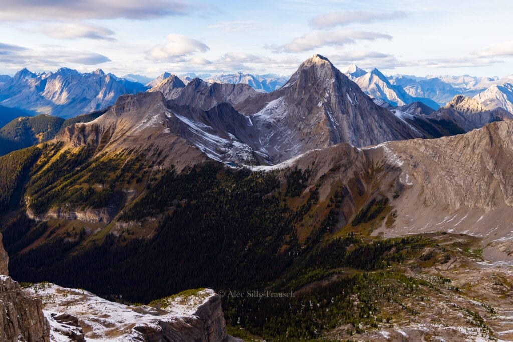 views from the top of snow peak in kananaskis country