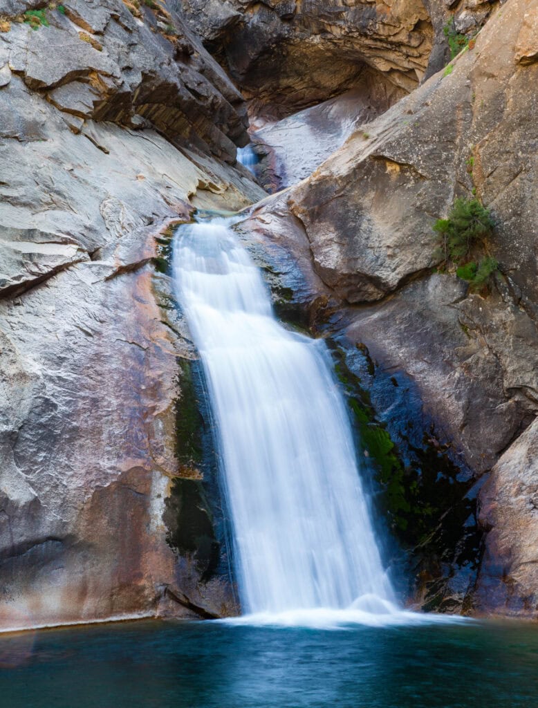 long exposure of roaring river falls in kings canyon national park