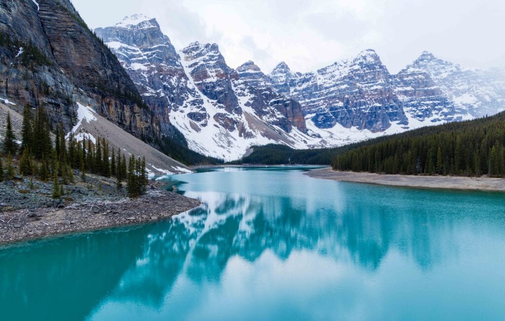 early morning reflections at moraine lake