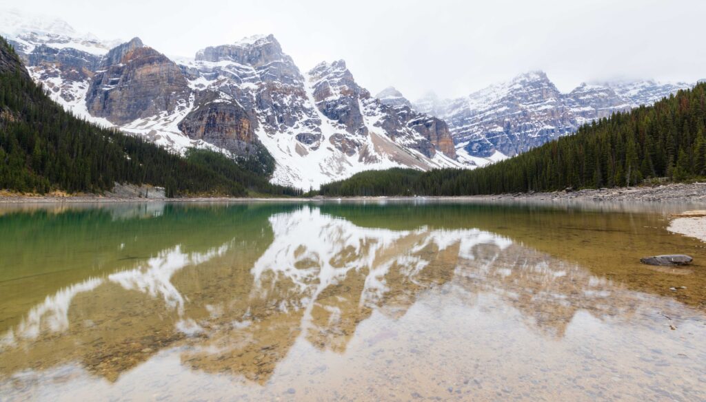 moraine lake with calm re