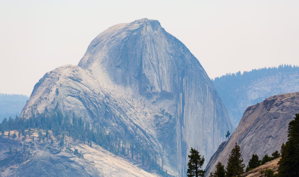 Half dome viewed from olmstead point. a great place to photograph susnet in yosemite national park