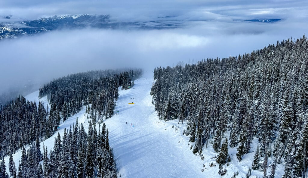 looking down on the blackcomb ski resort side