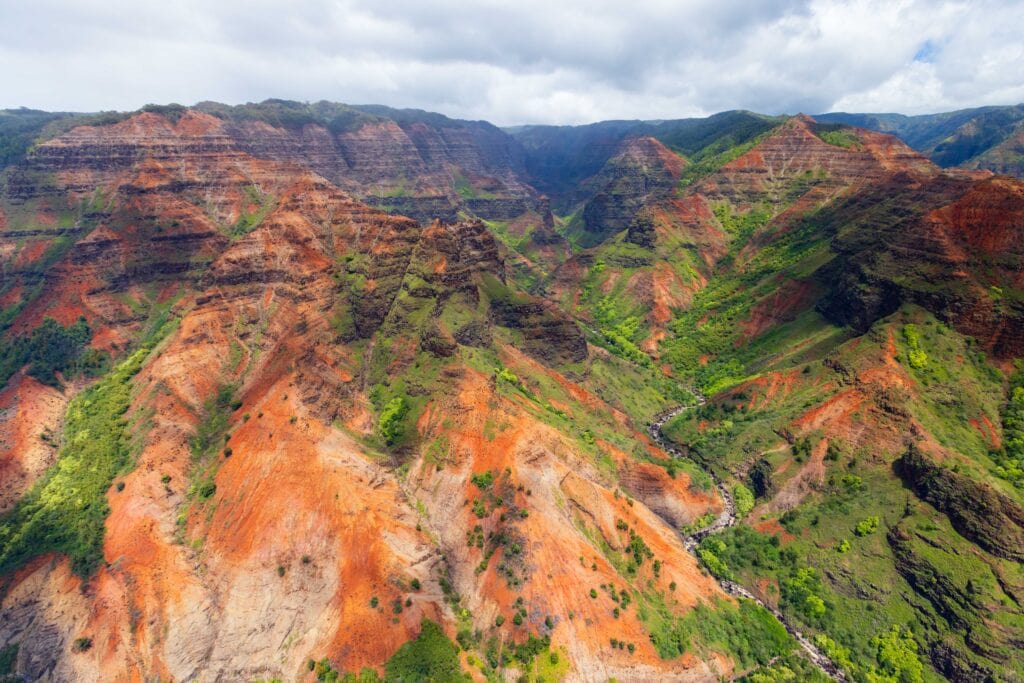 colorful waimea canyon from the kauai doors off helicopter flight 