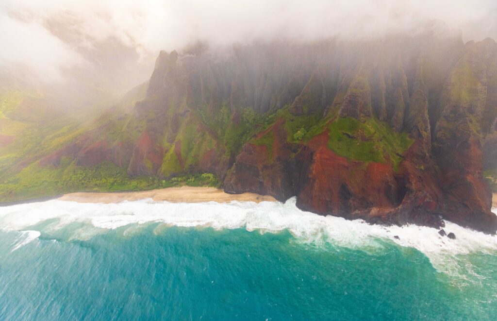 the na pali coast from the air