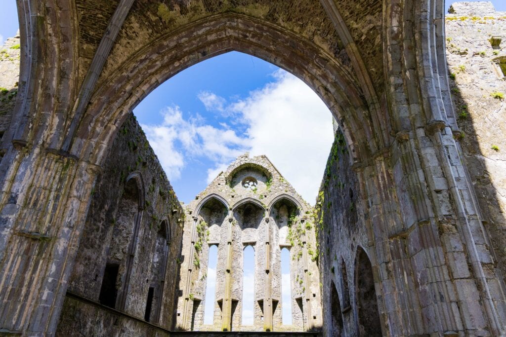 inside of the rock of cashel in ireland 