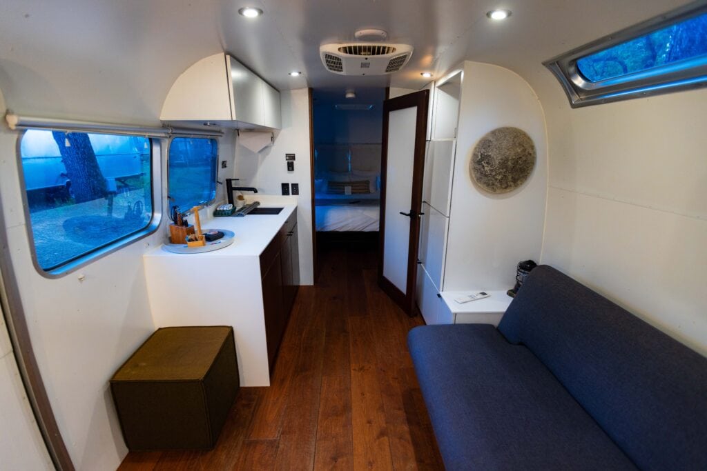 inside the airstream at autocamp yosemite