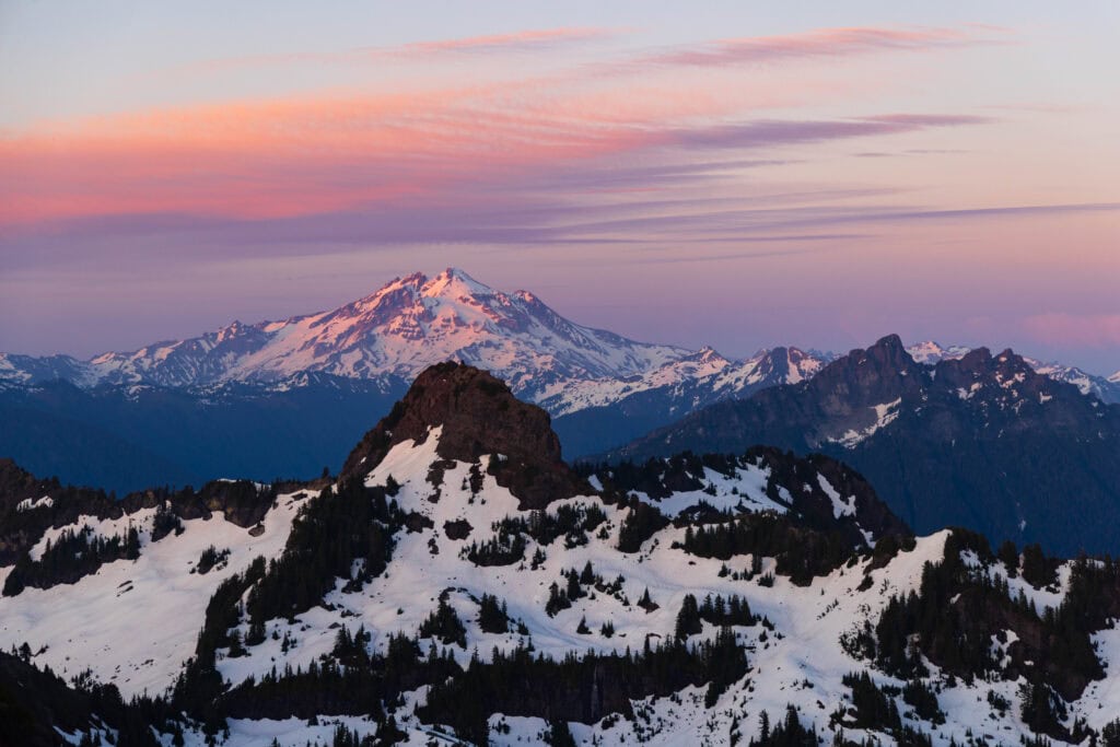 pastel skies above glacier peak