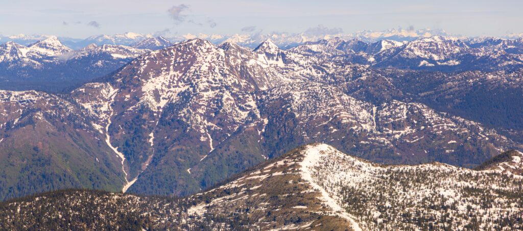 jagged peaks of the selkirk mountains in canada