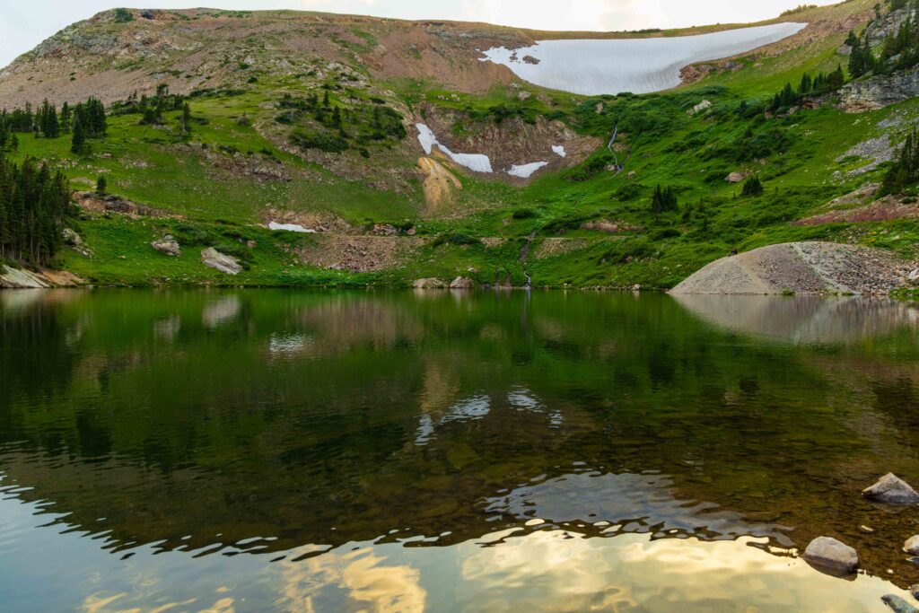 a lovely lake reflection at sunset