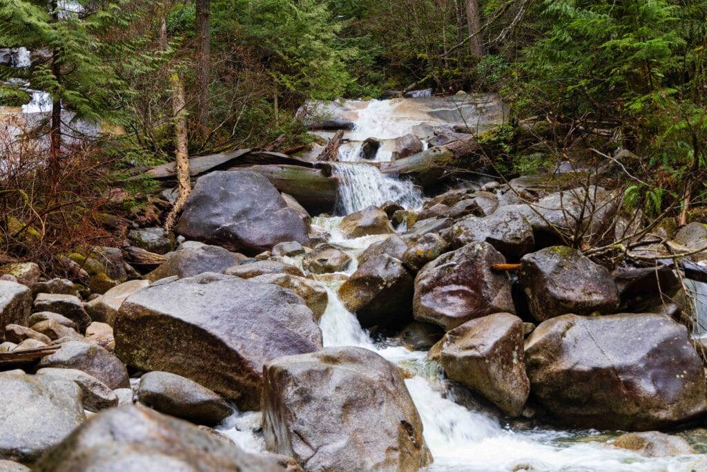 water flowing down a small creek 