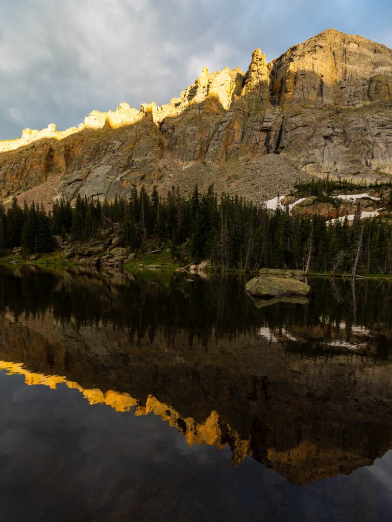 golden hour reflections off the lake