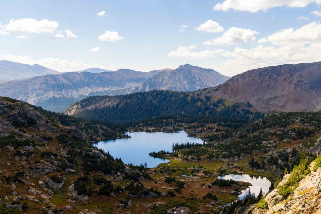 looking down at the missouri lakes basin from the pass