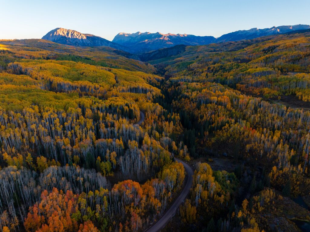 morning glow above kebler pass in colorado during peak fall colors