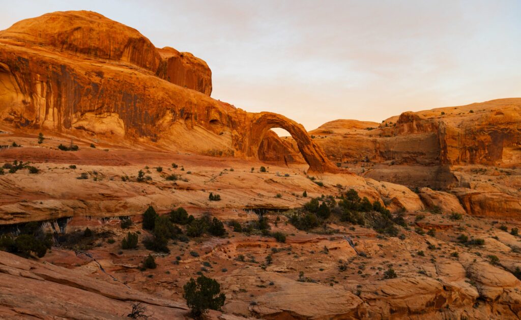 Looking out at Corona Arch hiking in
