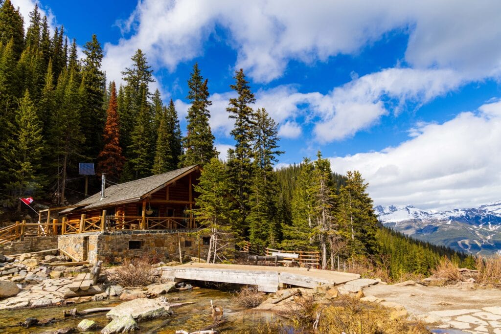 lake agnes tea house with trees