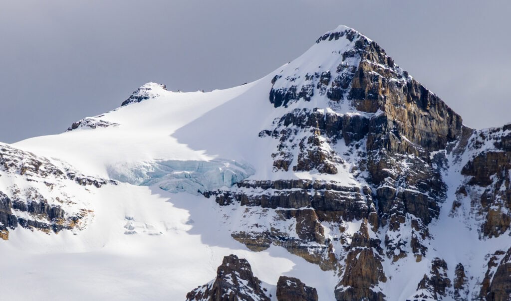 a glacier near a peak above lake louise in banff