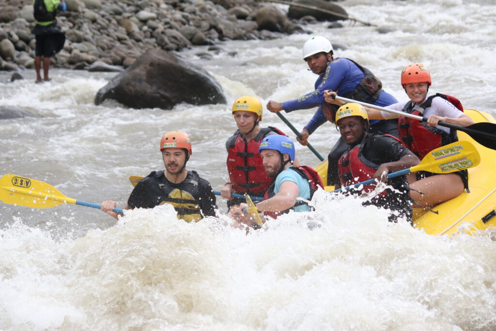 white water raters on a river in costa rica