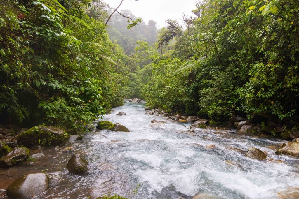 the river that runs through blue falls in costa tirca