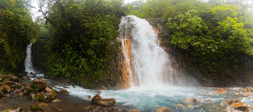 two waterfalls in blue falls