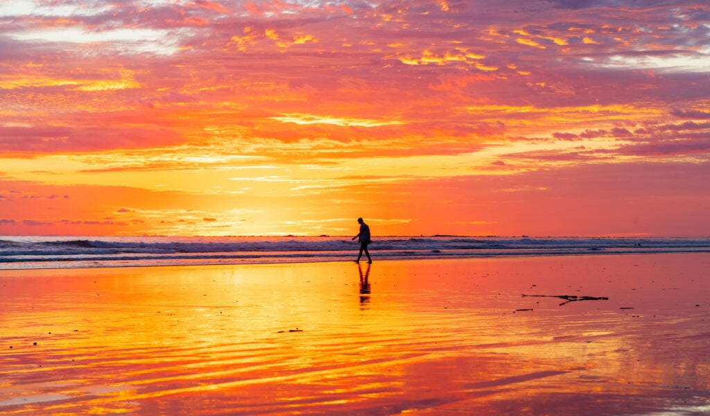 gorgous sunset colors from a beach in uvita