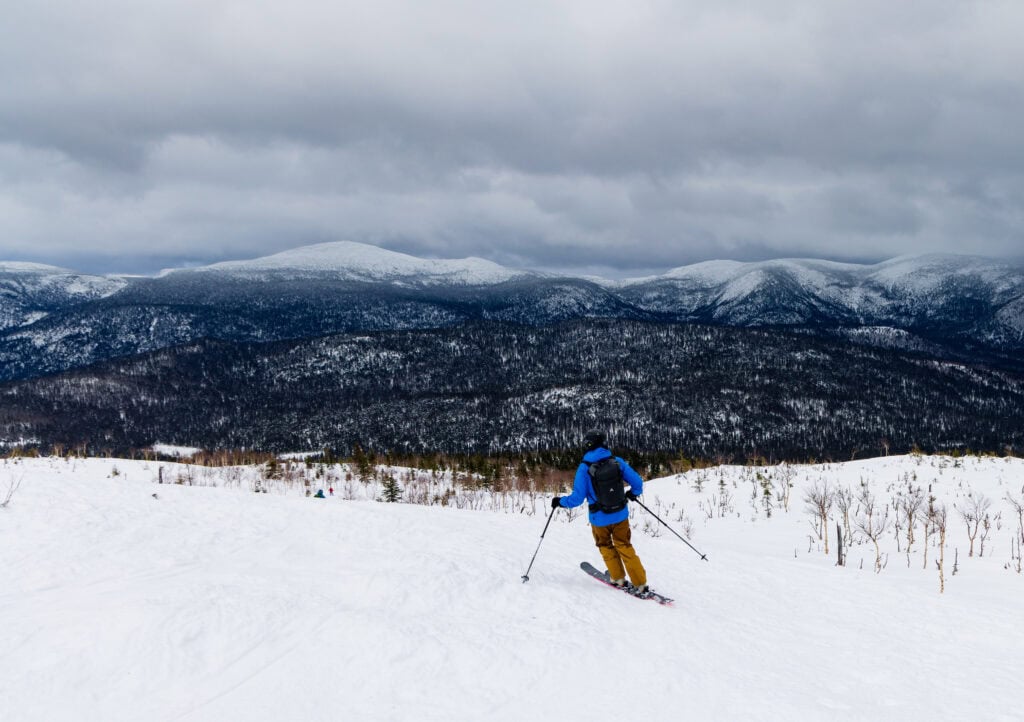 a skier goes down the slopes on Ernest laforce in quebec