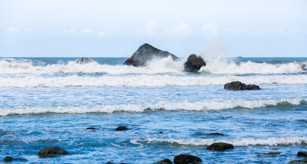 ocean waves and rocks off the california coast