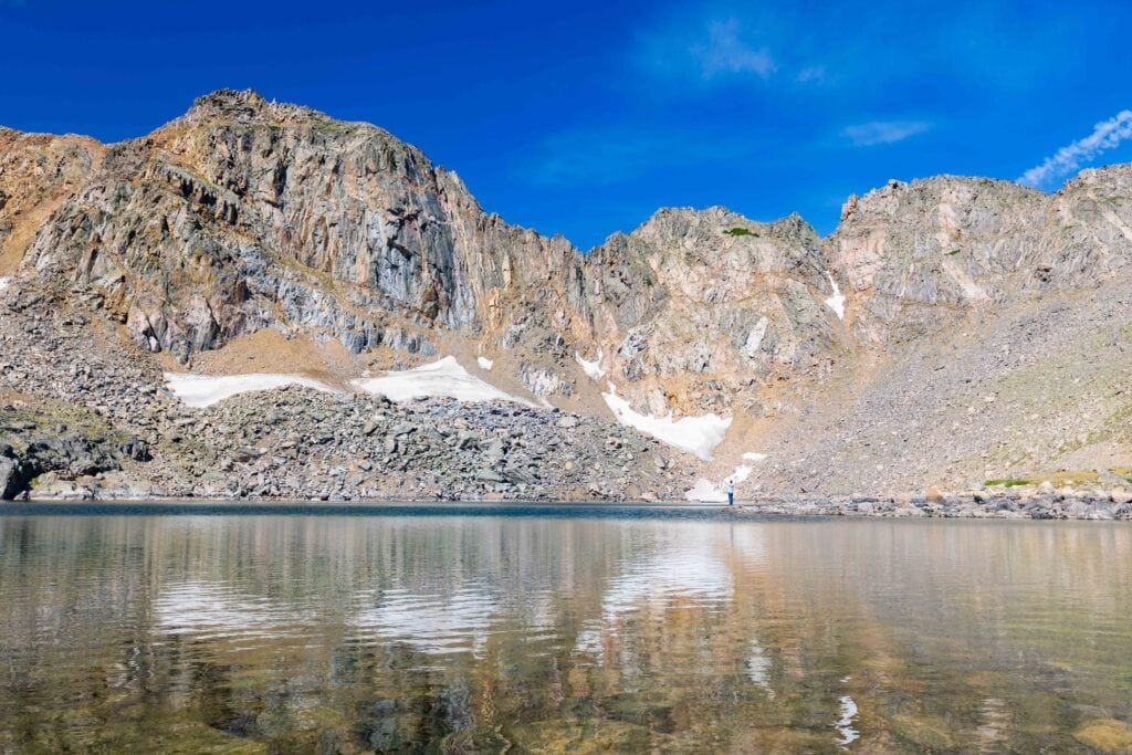 lake dorothy lake and the rugged rocks around it