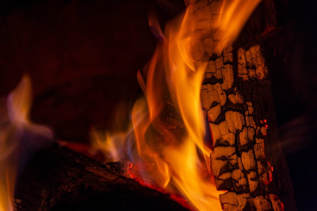 a close up of a campfire