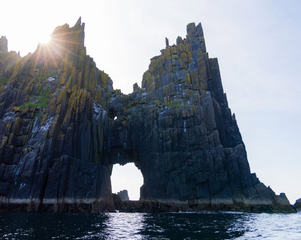 cathedral rocks in the blasket islands near the dingle peninsual in ireland