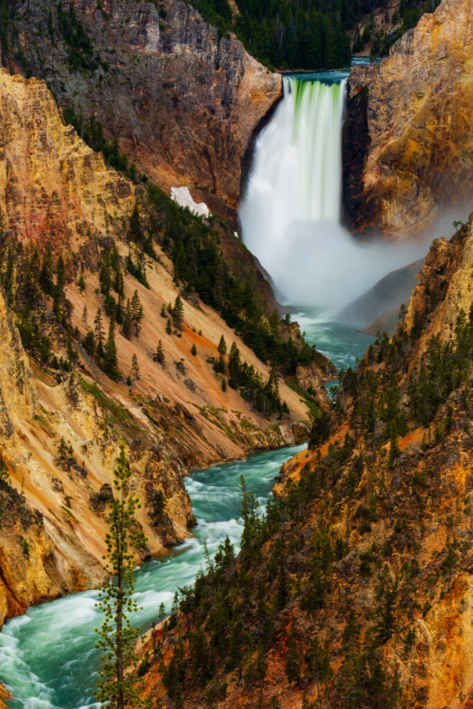 Lower Falls of the Yellowstone River cascading into the Grand Canyon of the Yellowstone