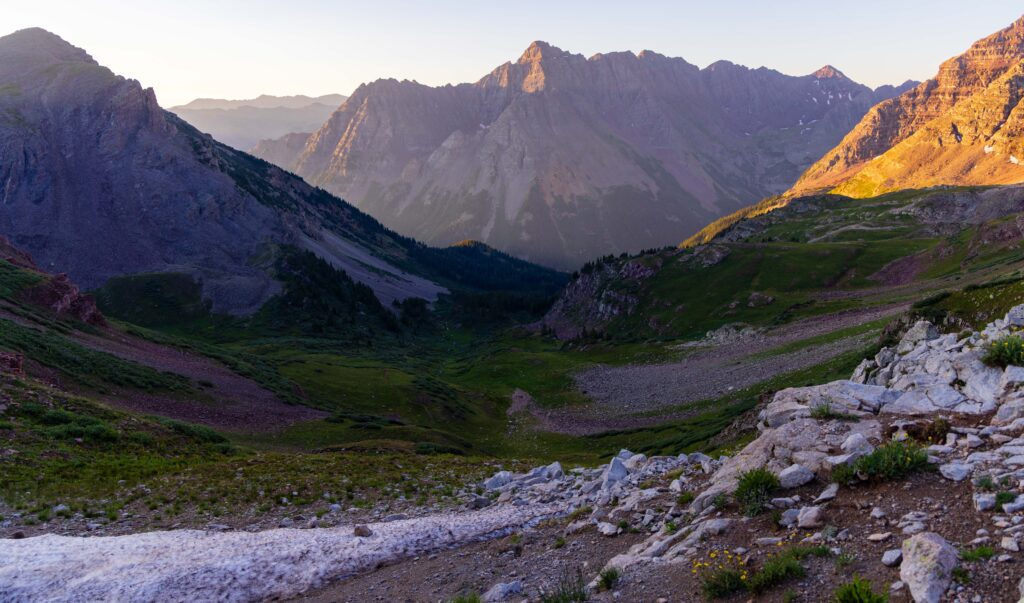 morning glow on the mountains in colorado